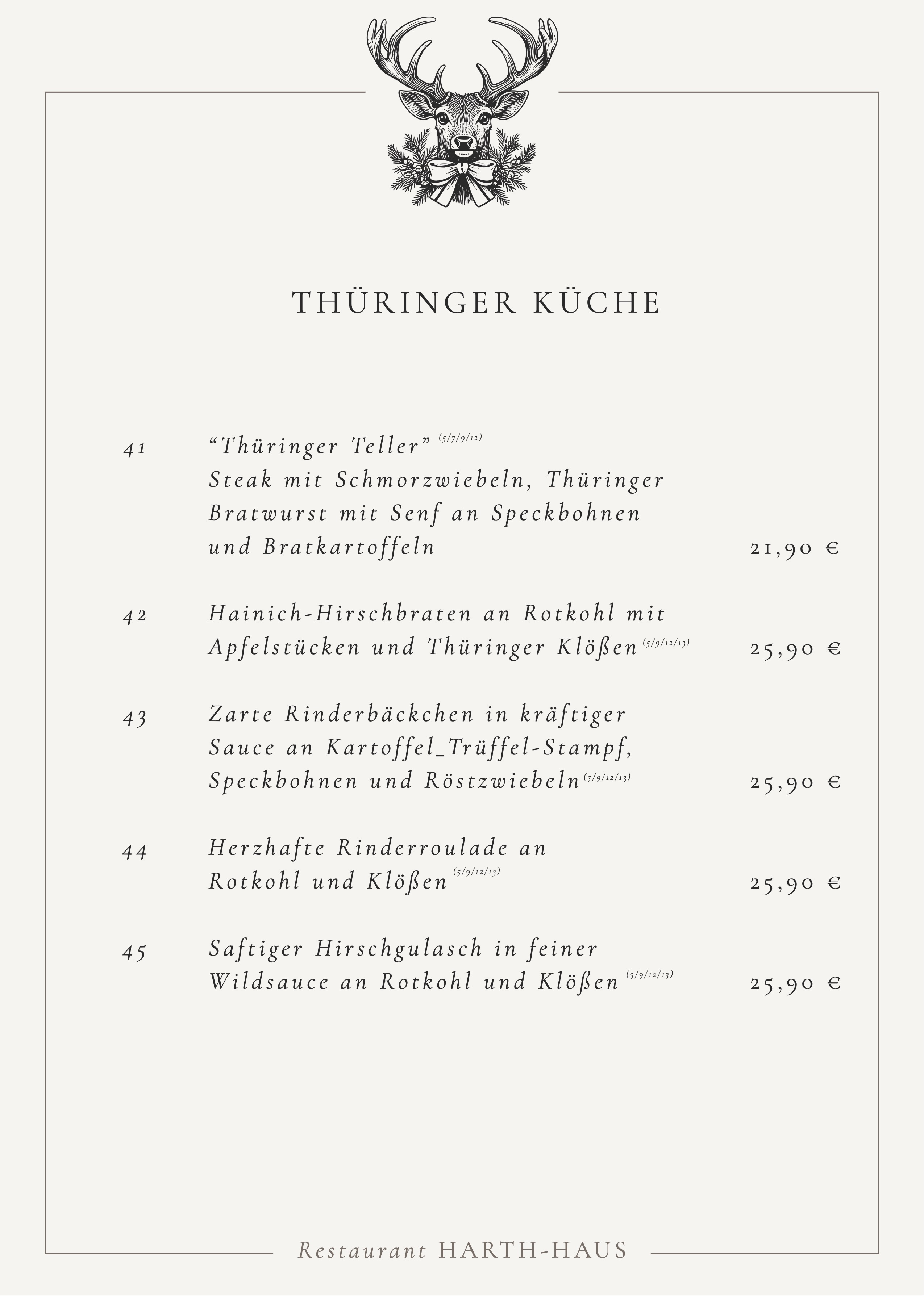 Speisekarte - Rind & Wild